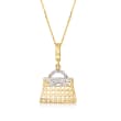 Italian 14kt Two-Tone Gold Purse Pendant Necklace