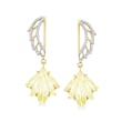 C. 2000 Vintage 8.68 ct. t.w. Lemon Quartz Flower Drop Earrings with .40 ct. t.w. Diamonds in 14kt Yellow Gold