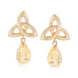 6.50 ct. t.w. Citrine Celtic Infinity Knot Drop Earrings in 14kt Yellow Gold