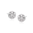 1.00 ct. t.w. Diamond Floral Cluster Stud Earrings in 14kt White Gold