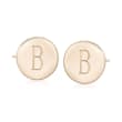 14kt Yellow Gold Single Initial Circle Stud Earrings