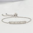.51 ct. t.w. Baguette and Round Diamond Bar Bolo Bracelet in 14kt White Gold