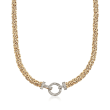 14kt Yellow Gold Byzantine Necklace with Diamond Clasp