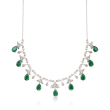 20.00 ct. t.w. Emerald and .28 ct. t.w. Diamond Necklace in Sterling Silver