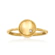 Phillip Gavriel &quot;Italian Cable&quot; Roped-Edge Ring with Diamond Accent in 14kt Yellow Gold
