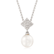 Gabriel Designs 7.25mm Cultured Pearl Necklace in 14kt White Gold