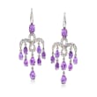 C. 2000 Vintage Mimi Milano 5.50 ct. t.w. Amethyst and .40 ct. t.w. Diamond Chandelier Earrings in 18kt White Gold