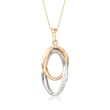 Italian 14kt Two-Tone Gold Interlocking Oval Pendant Necklace