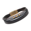 Men's Multi-Strand Leather Bracelet with Magnetic Clasp