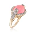 Pink Jade and .13 ct. t.w. Diamond Ring in 14kt Yellow Gold