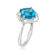 3.00 Carat Blue Topaz Ring with Diamond Accents in 14kt White Gold