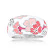 Belle Etoile &quot;Constellations: Sakura&quot; Pink Enamel and .12 ct. t.w. CZ Ring in Sterling Silver