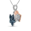 .32 ct. t.w. Blue and White Diamond Sea Life Pendant Necklace in Two-Tone Sterling