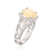 Opal and 2.10 ct. t.w. White Topaz Openwork Ring in Sterling Silver