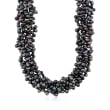 5-6mm Black Cultured Pearl Torsade Necklace with Sterling Silver