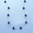 8mm Lapis Bead Station Necklace in 14kt Yellow Gold