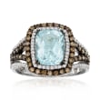 Le Vian 2.00 Carat Sea Blue Aquamarine Ring with .75 ct. t.w. Chocolate and Vanilla Diamonds in 14kt Vanilla Gold
