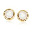 10-11mm Cultured Mabe Pearl Earrings in 14kt Yellow Gold