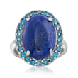 Lapis and 1.00 ct. t.w. London Blue Topaz Ring in Sterling Silver