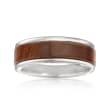 Men's 8mm Tungsten Carbide and Wood Center Wedding Ring
