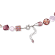 Italian Pink and Purple Murano Glass Bead Necklace with Sterling Silver