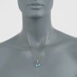 7.35 Carat Blue Topaz Pendant Necklace with Diamonds in 14kt Yellow Gold 18-inch