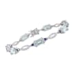 6.50 ct. t.w. Aquamarine and .76 ct. t.w. Diamond Bracelet with .70 ct. t.w. Sapphires in Sterling Silver