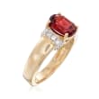 2.10 Carat Oval Garnet and .16 ct. t.w. Diamond Ring in 14kt Yellow Gold
