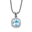 4.50 Carat Swiss Blue Topaz Rope Pendant Necklace in Sterling Silver