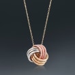 14kt Tri-Colored Gold Love Knot Pendant Necklace
