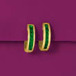 .60 ct. t.w. Emerald Huggie Hoop Earrings in 14kt Yellow Gold