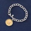 Italian Genuine 20-Lira Coin Charm Bracelet in Sterling Silver
