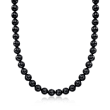 C. 2000 Vintage Tiffany Jewelry 10mm Onyx Bead Necklace with Sterling Silver