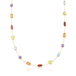9.70 ct. t.w. Multi-Gemstone Station Necklace in 14kt Yellow Gold