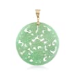 Green Jade Floral Pendant with 14kt Yellow Gold