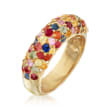 3.10 ct. t.w. Multicolored Sapphire Ring in 18kt Gold Over Sterling