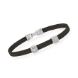 ALOR &quot;Classique&quot; Black Stainless Steel Cable Double-Station Bracelet with Diamonds and 18kt White Gold