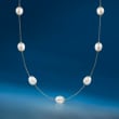 9-9.5mm Cultured Pearl Station Necklace in 14kt Yellow Gold