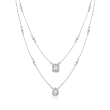 1.20 ct. t.w. CZ Two-Strand Layered Necklace in Sterling Silver