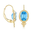 1.60 ct. t.w. Swiss Blue Topaz Drop Earrings in 14kt Yellow Gold
