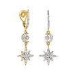 .20 ct. t.w. Diamond Star and Moon Drop Earrings in 18kt Yellow Gold Over Sterling Silver