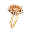 C. 1980 Vintage 4.25 Carat Smoky Topaz and .65 ct. t.w. Diamond Ring in 18kt Yellow Gold