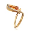 C. 1990 Vintage 3.00 Carat Citrine and .10 ct. t.w. Diamond Geometric Ring in 18kt Yellow Gold