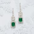 2.70 ct. t.w. Emerald and 1.20 ct. t.w. Diamond Drop Earrings 