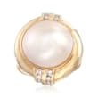 C. 1980 Vintage 14.5mm Mabe Pearl and .20 ct. t.w. Diamond Ring in 14kt Gold
