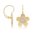 .11 ct. t.w. Pave Diamond Flower Drop Earrings in 14kt Yellow Gold