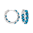 9.50 ct. t.w. London Blue Topaz Inside-Outside Hoop Earrings in Sterling Silver