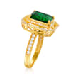 4.25 Carat Simulated Emerald and .40 ct. t.w. CZ Ring in 18kt Gold Over Sterling