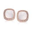 Roberto Coin &quot;Carnaby Street&quot; Mother-Of-Pearl and 1.33 ct. t.w. Diamond Earrings in 18kt Rose Gold