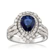1.31 Carat Sapphire and .85 ct. t.w. Diamond Halo Ring in 14kt White Gold